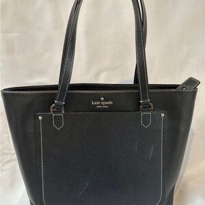 Kate Spade New York Black Leather Tote + Laptop Zip Pouch briefcase